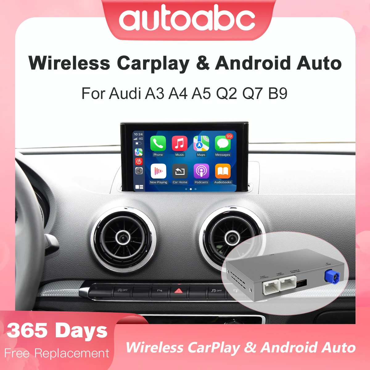 Kabelloses CarPlay für Audi A3 S3 8V 8P 2013-2018 Android Auto mit Mirror Link AirPlay Rückfahrkamera Navigationsfunktionen