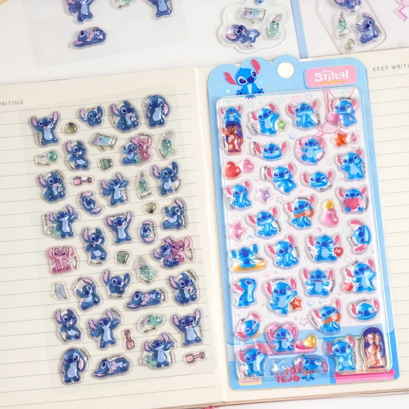 Disney Stitch 3D Lenticular Sticker Cartoon Animal Crystal Phone Case Goo Card Decoration Sticker Perfect Birthday Gift