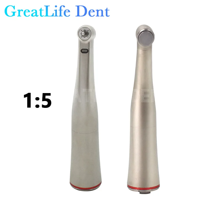 

GreatLife Dent 1:5 Push Button Low Speed Fiber Optic Contra Angle Handpiece Dental Equipment With Red Ring X95L