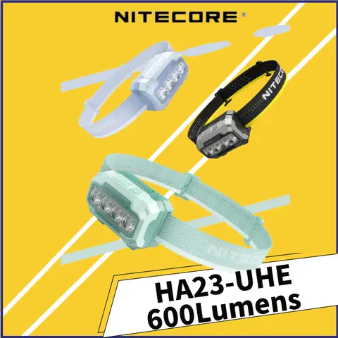 Linterna frontal NITECORE HA23 UHE AAA ligera, 3 temperaturas de Color, 600 lúmenes, IP68, para correr de noche, Camping, pesca, senderismo