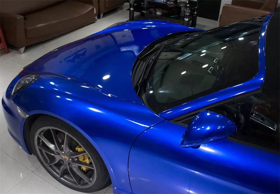 Candy Blue Glossy Metallic Vinyl Wrap Film Car Wrapping Foil Car Sticker Sheet For Motor Computer Vehicle Bike