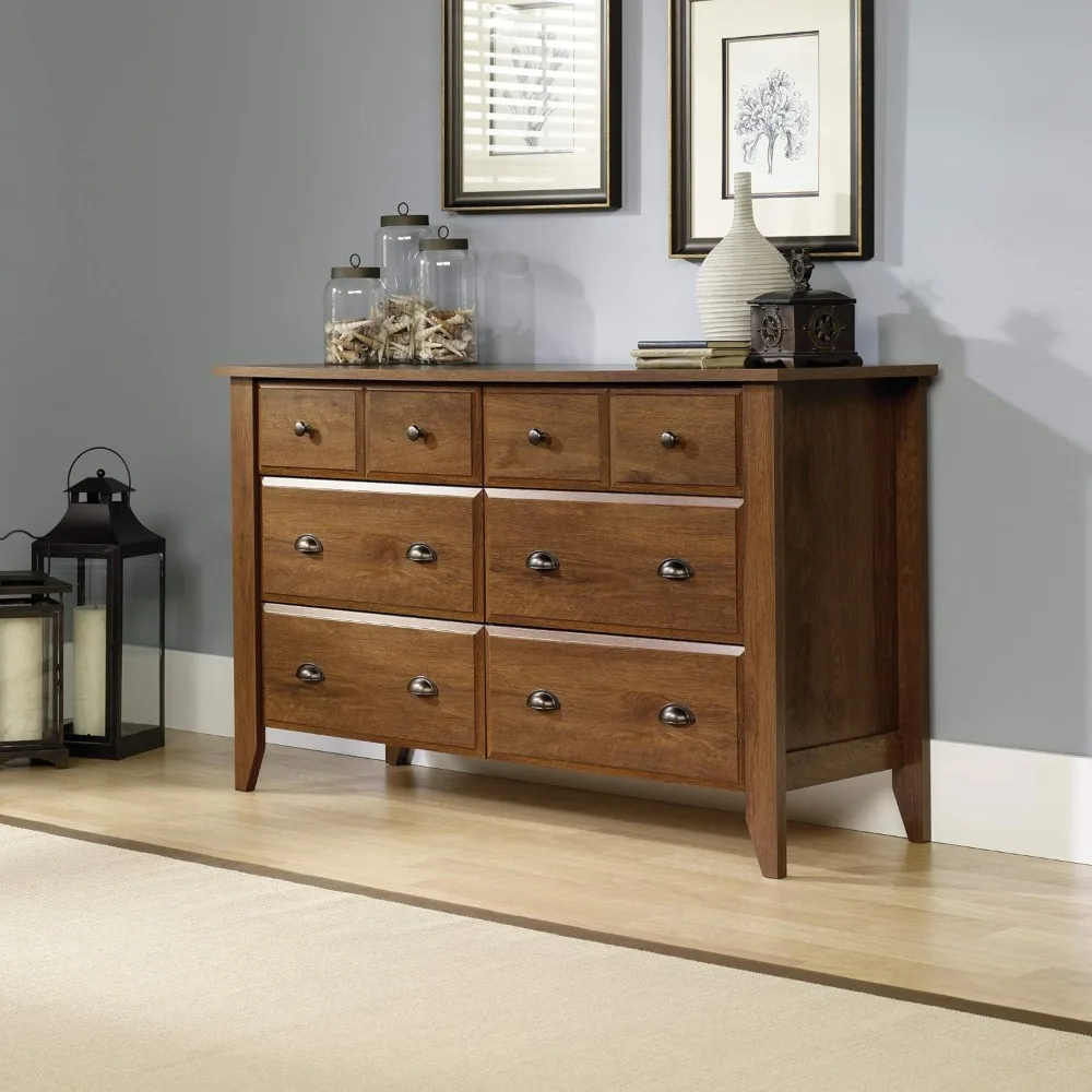 

Bedroom Dresser Chest of Drawers, L: 60.0" x W: 16.73" x H: 35.04, Oiled Oak,Dresser