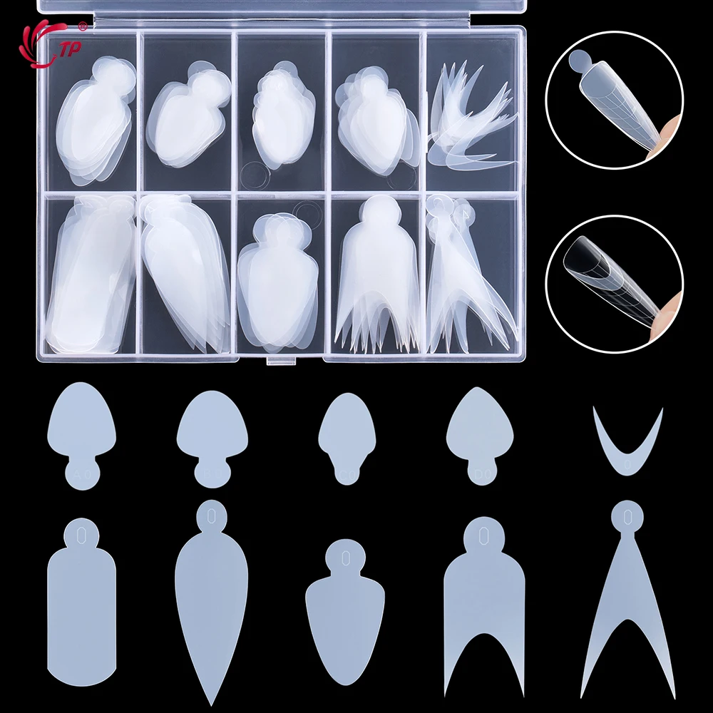 TP 60 Stück/120 Stück Dual-Forms Nagelaufkleber für Verlängerung, Aufbau-Gel, französische Nagelform, wiederverwendbare weiche Silikonpads, Maniküre-Werkzeuge – Detail 2
