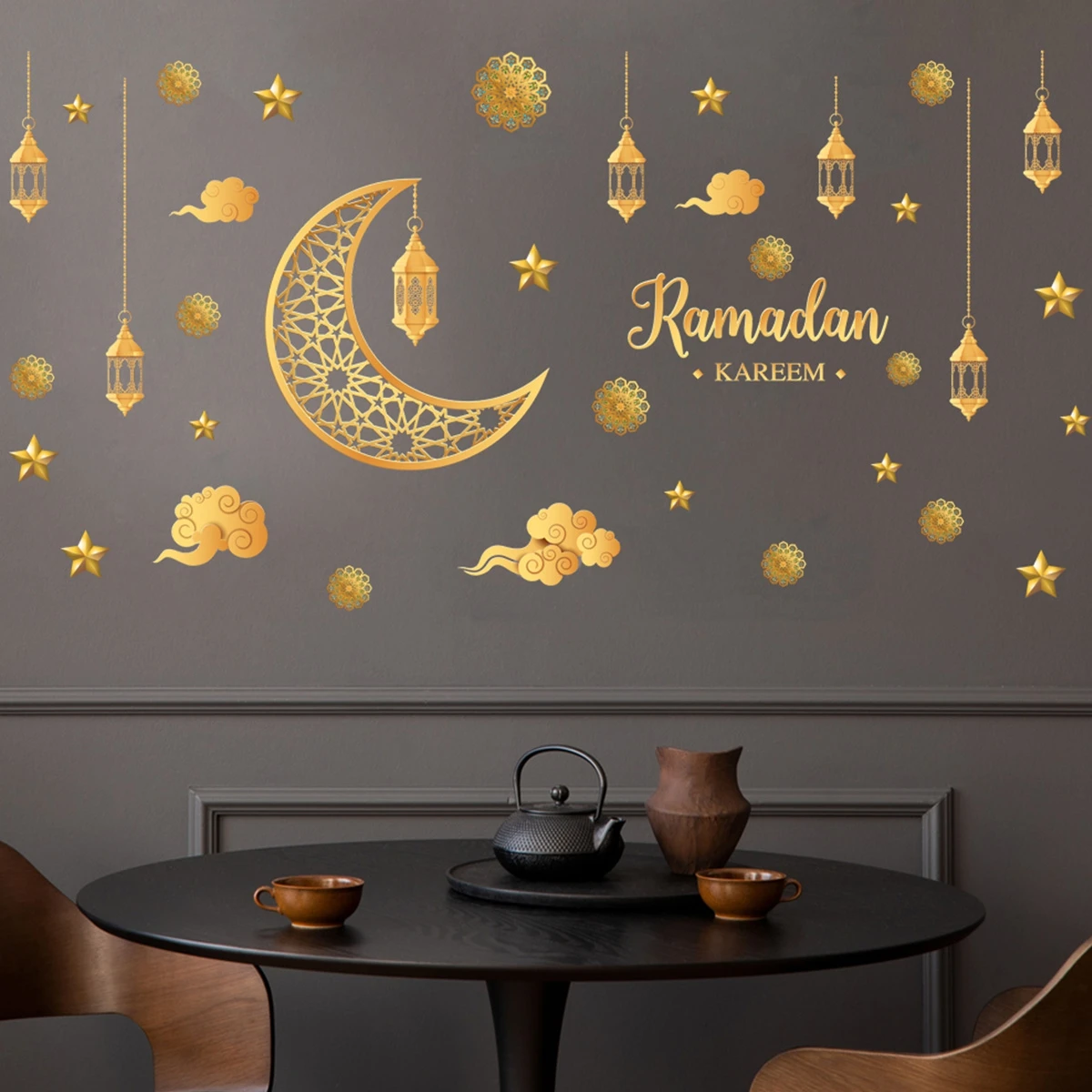 Eid Mubarak Wall Window Stickers Ramadan Kareem Islamic Muslim Party Decor Eid Mubarak Gifts Ramadan Decorations for Home 2025