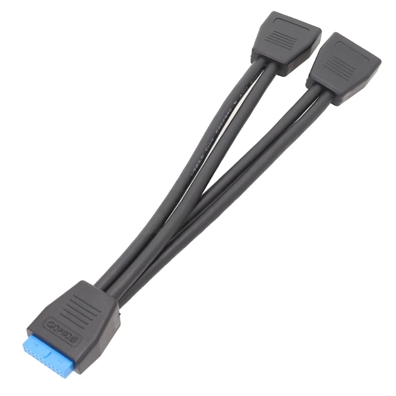 

1PC Motherboard USB 3.0 19PIN Header 1 to 2 Extension Splitter Cable,20cm 19Pin Internal Extension Header Cable , Black