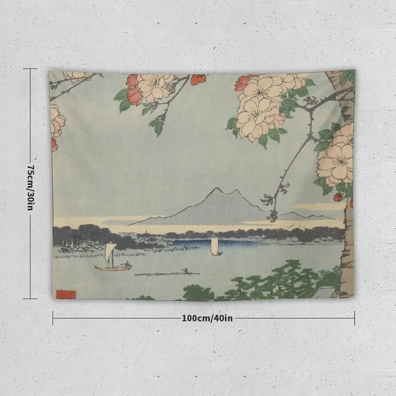 Cherry Blossoms on Spring River Ukiyo-e Japanese Art Tapestry Carpet On The Wall Bedrooms Decor Outdoor Decoration Tapestry