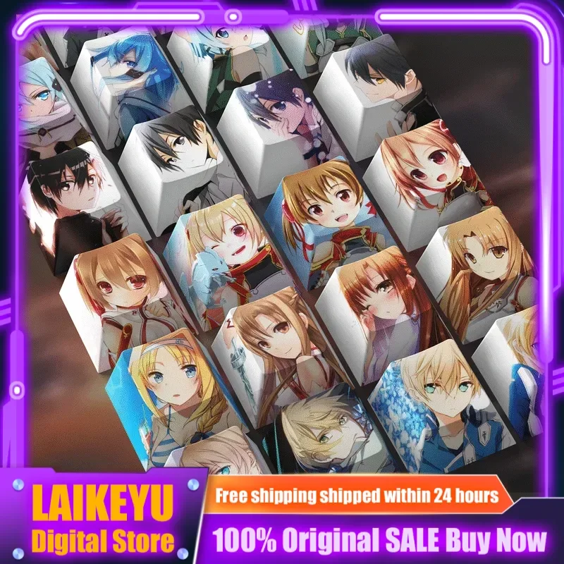 

Sword Art Online аниме пользовательские колпачки для клавиш Cherry PBT механическая клавиатура игровые аксессуары для ПК милый мультяшный тематический подарок