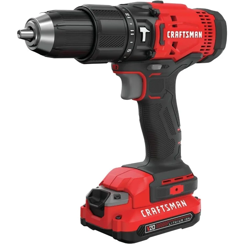 

CRAFTSMAN V20 Cordless Hammer Drill Kit, 1/2 inch, 2 Batteries and Charger Included (CMCD711C2)
