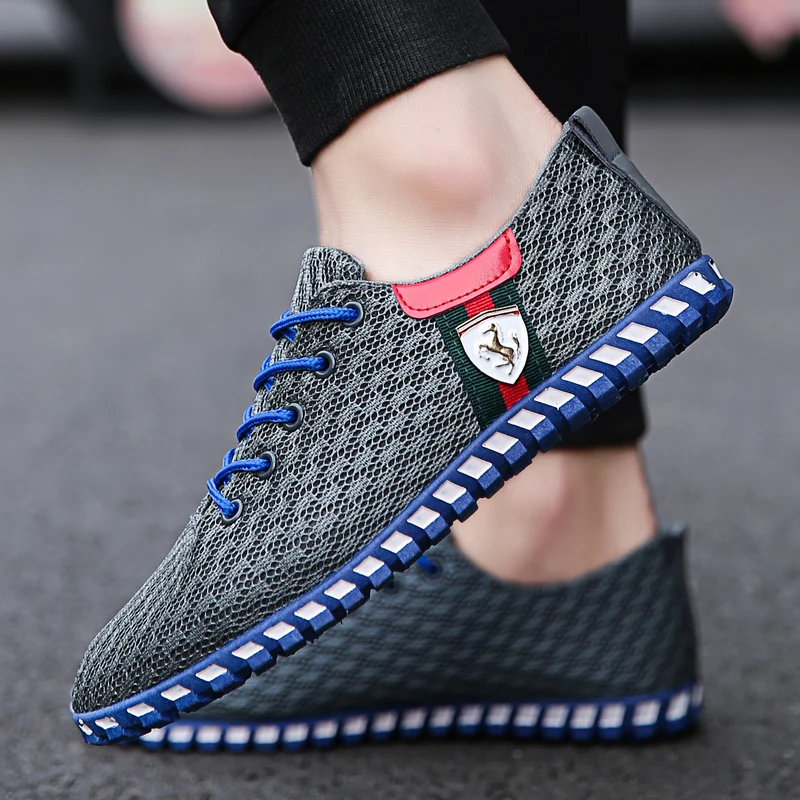 

Gray Breathable Men's Mesh Sneakers Casual Low Cut Driving Shoes Man Flats Comfortable Soft Walking Shoes Men zapatos de hombre