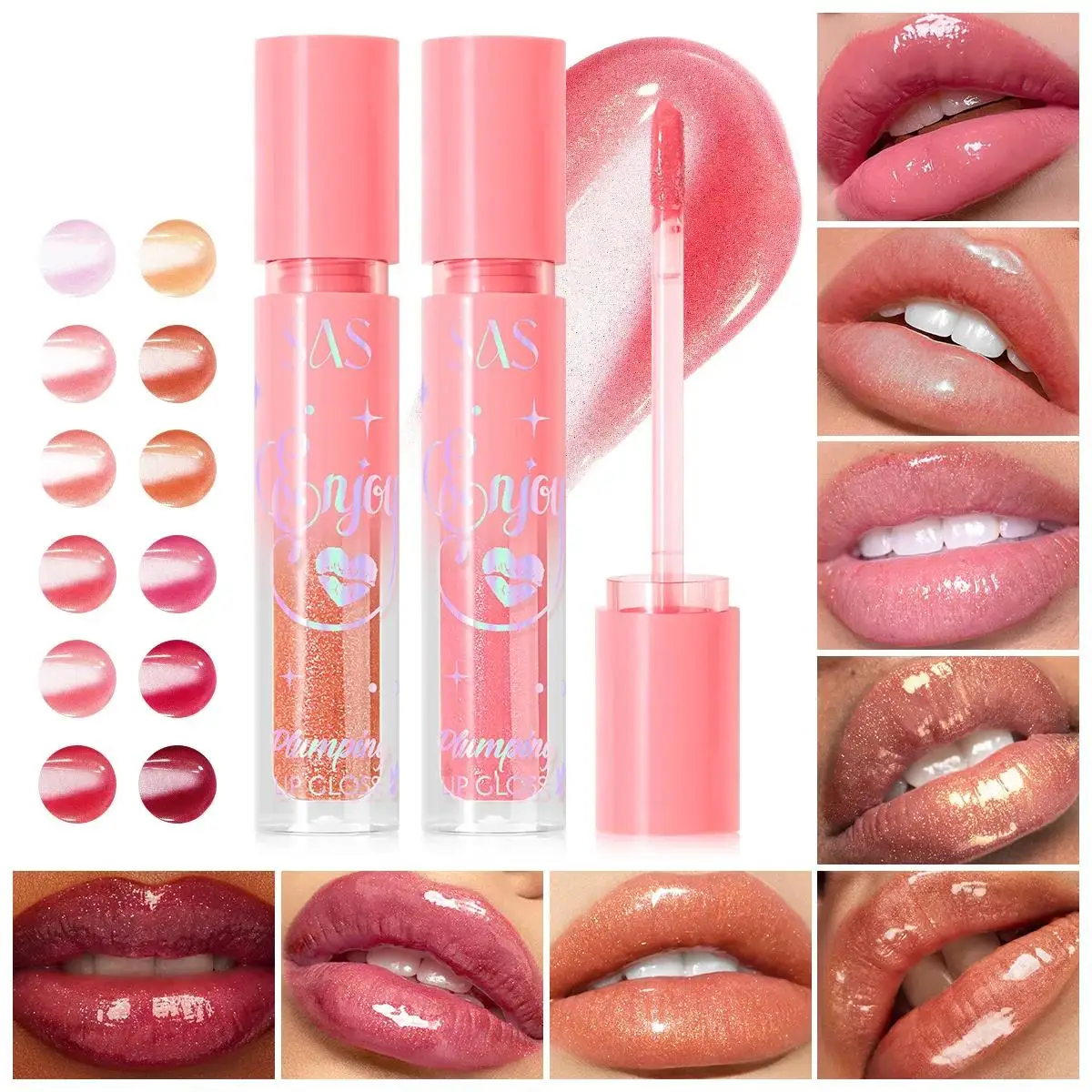 Pearlescent Lip Glaze Plumping Gloss Long Wearing Waterproof Hydrating Non Stick Glittery Shiny Lipstick