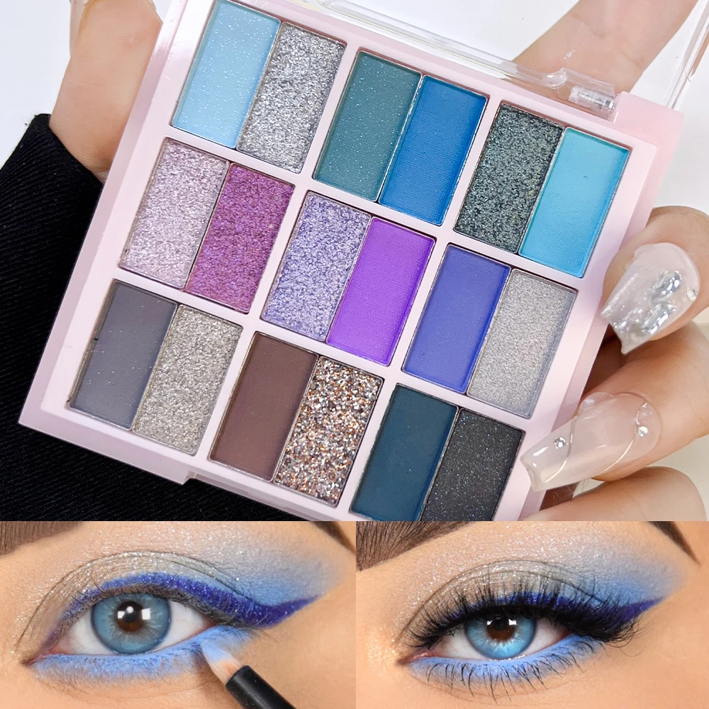 Paleta de sombra de olho, sombra, longa duração, coreano, maquiagem dos olhos, cosmético, cor de terra, glitter, rosa, verde