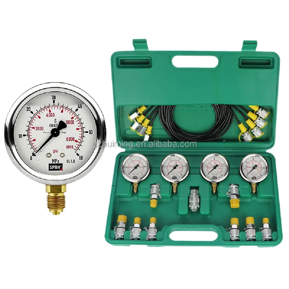 

Bourdon Tube pressure gauge tester stainless steel digital gauges 3 test kit 600bar 63mm for excavator hydraulic pump oil press