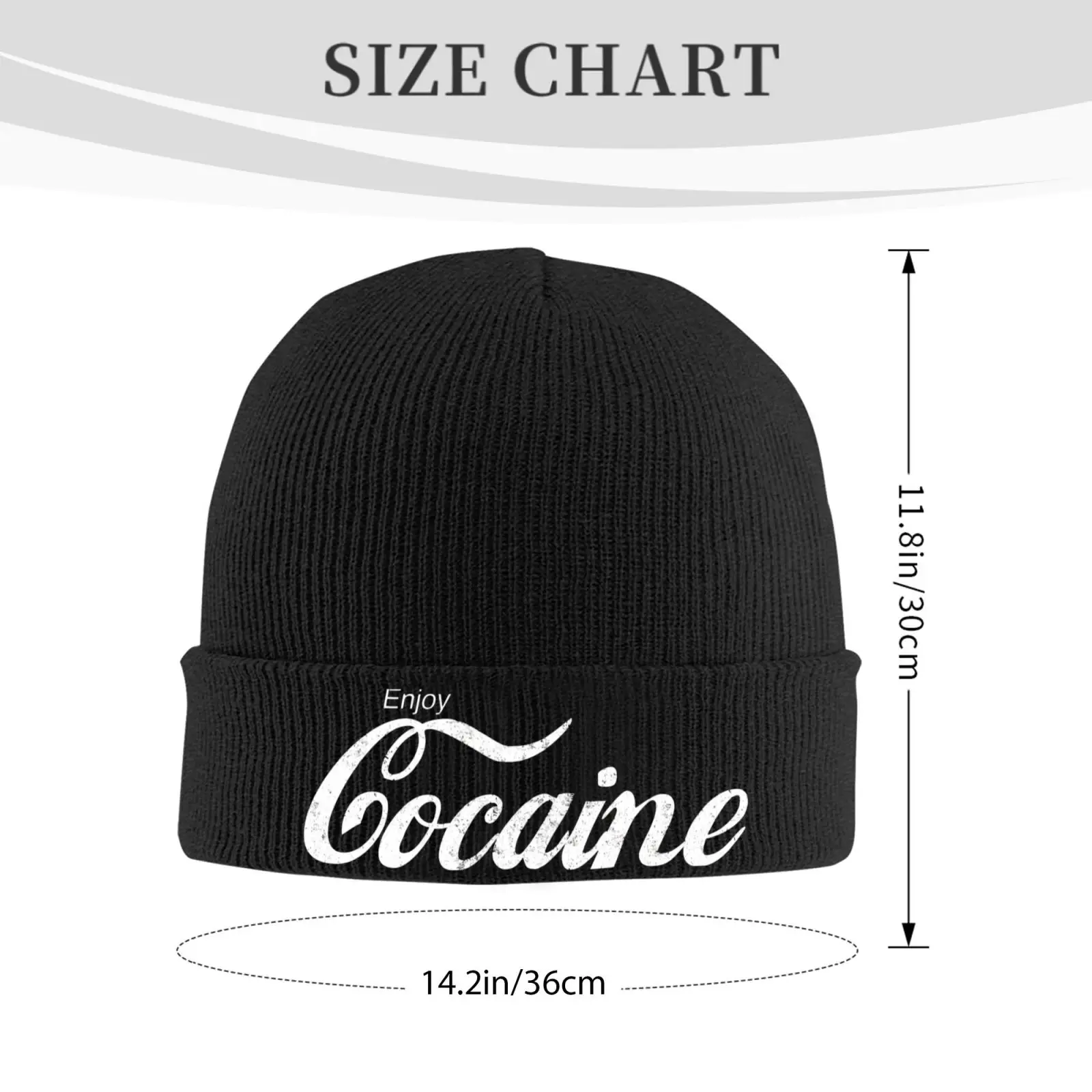 Enjoy C-Cocaine Unisex Knitted Hat Outdoor Warm Men Solid Color Crimping Skullies Beanie Cap Hip Hop Winter Ski Caps