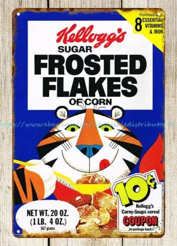 living room decor ideas 1977 Frosted Flakes w Corny Snaps metal tin sign