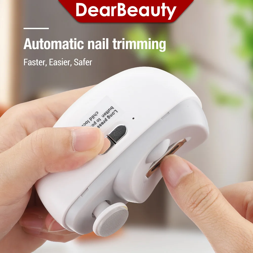 Electric Polishing Nail Clipper with Light Automatic Nail Trimmer Rechargeable Nail Grinding Manicure Care Tool for Baby Adult