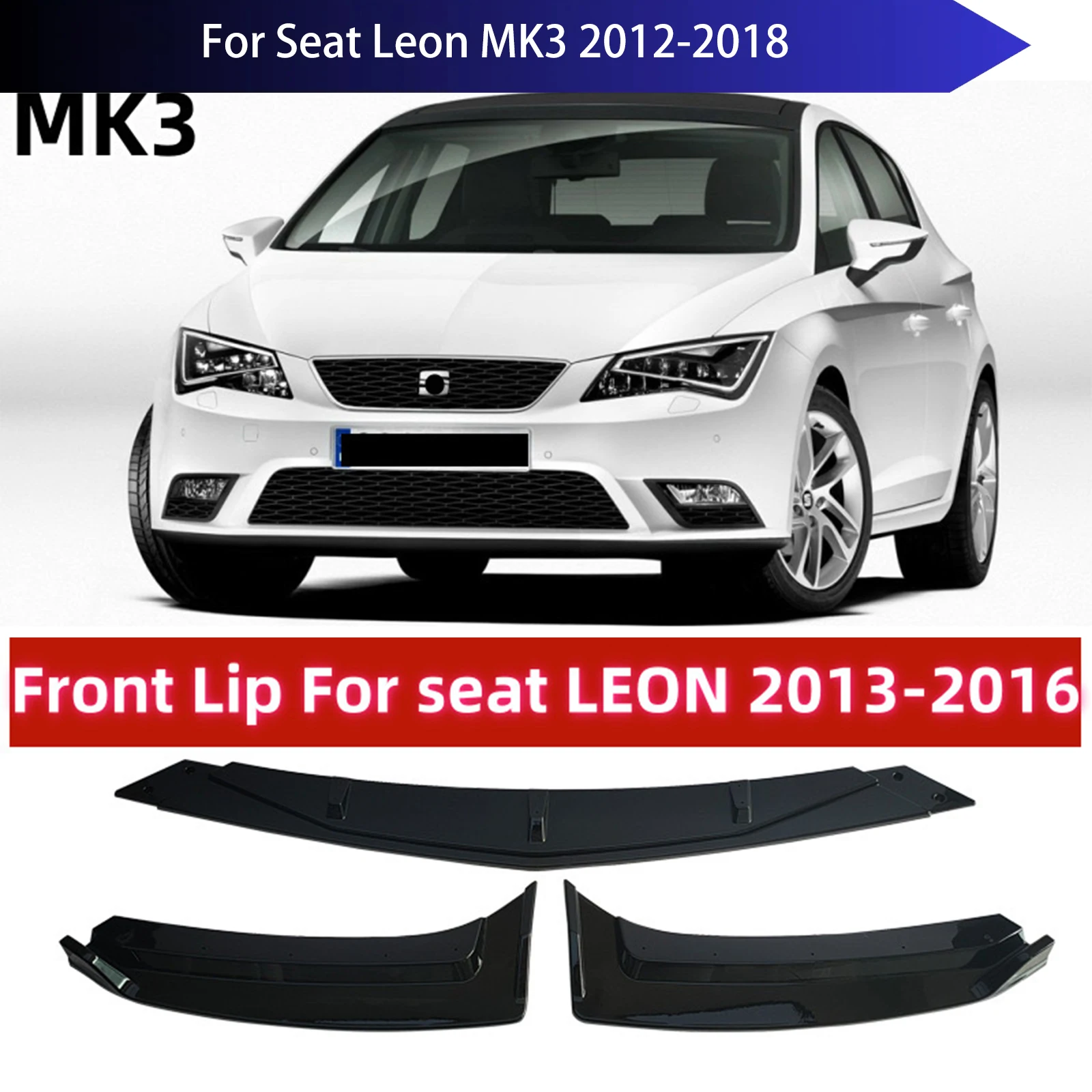 

Разветвитель переднего бампера, губа для Seat Leon MK3 2012-2018, комплект диффузора для тела, настройка спойлер, аксессуары, передняя лопата, объемный