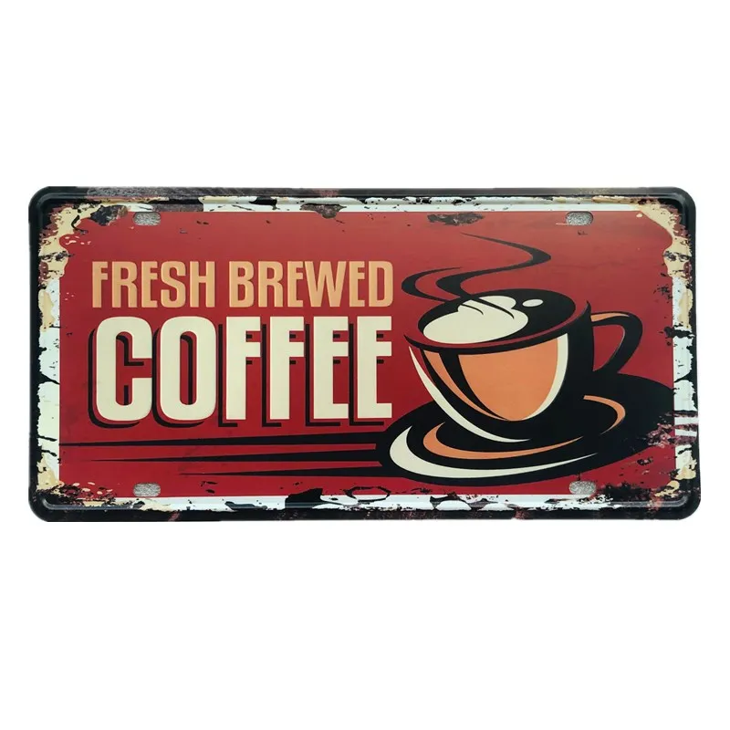 Coffee Car Metal Sign Vintage Home Decor Tin Sign Bar Pub Cafe Wall Decor Cafe Plaques Coffee Store Bar Home Decoration