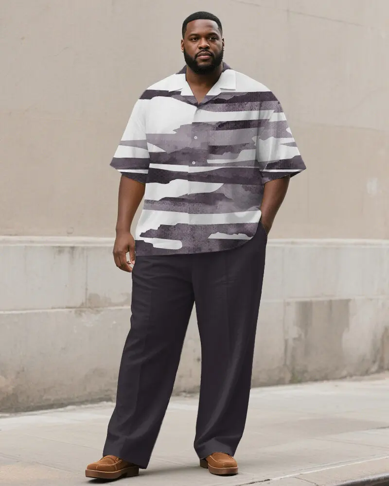 S-9XL Plus Size Men's Tie-Dye Watercolor&Abstract Print Shirt & Pants Set, Multi-Design Casual 2-Piece Summer Outfit Collection