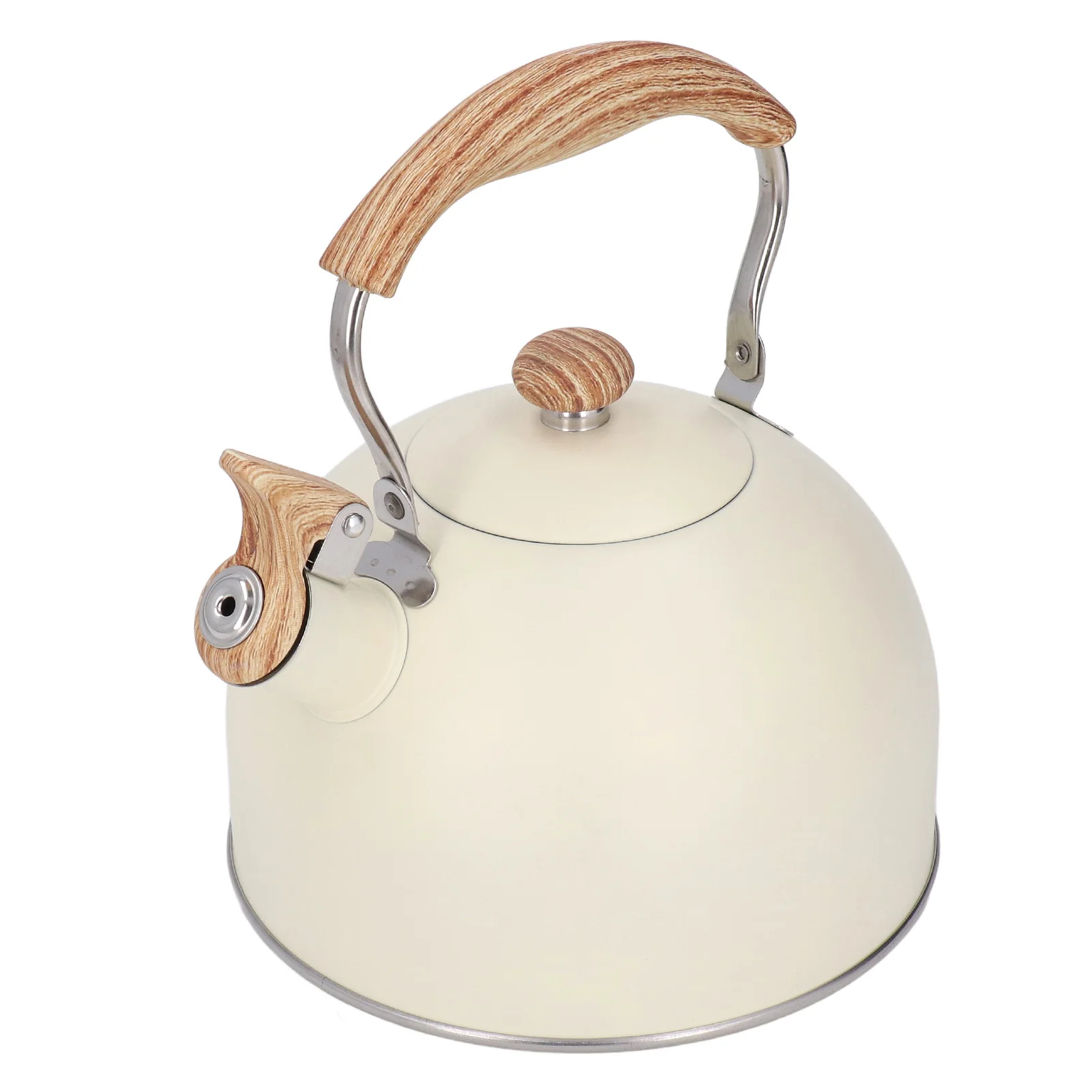 2.5L Stainless Steel Teapot Beige Whistling Tea Kettle with Handle Convenience Tea Pot Kitchen Accessories