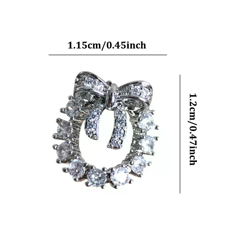 Natal prego zircão encantos luxo floco de neve floral grinalda, arco e sino árvore prego gem ornamento ano novo acessórios da arte do prego