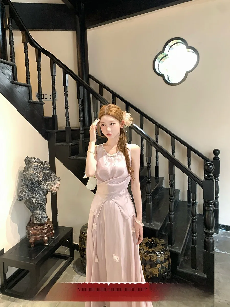 

Комплект NMIOK: Свободный топ и юбка в китайском стиле, летний новый модный комплект из двух предметов с эффектом высокого качества