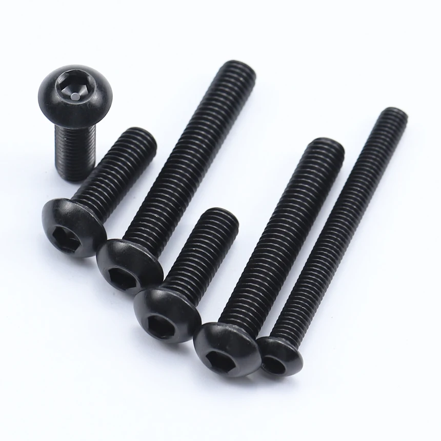 M2 M2.5 M3 M4 3/4/5/8/10/12/16/18/20/25-40 Black 304 Stainless Steel Inner Hex Hexgaon Socket Button Round Allen Head Bolt Screw image 5