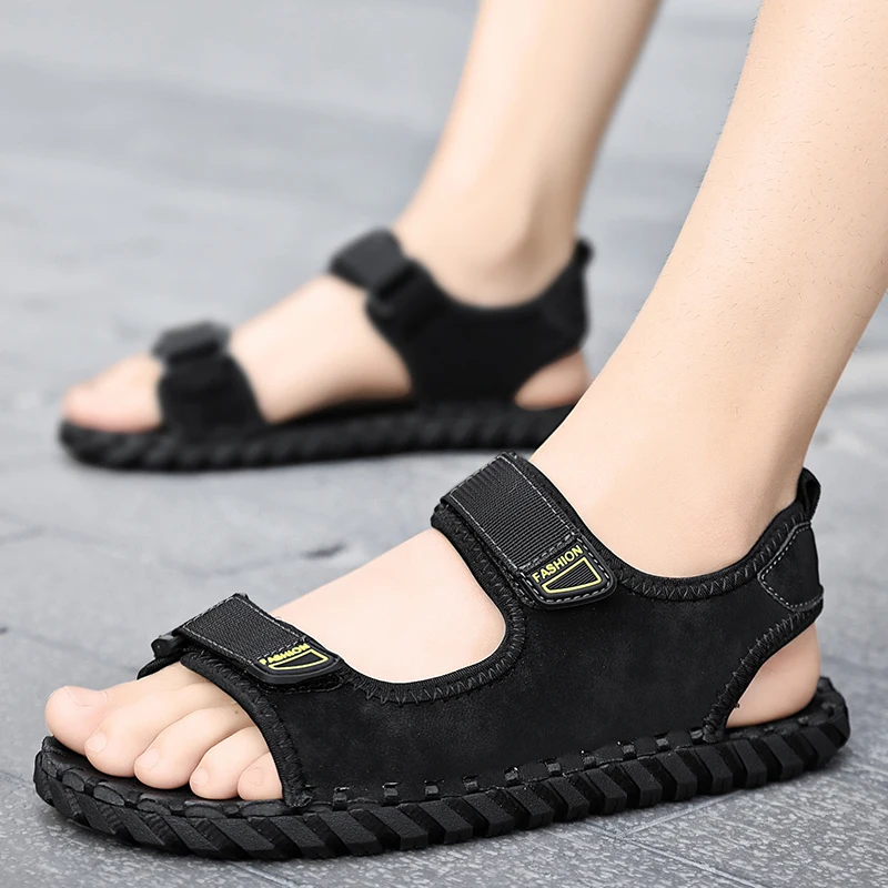 Echt Lederen Sandalen Heren Zomer Nieuwe Outdoor Antislip Strandschoenen Wandeltrekschoenen Casual Schoenen Wandelen Slippers Grote Maat 46
