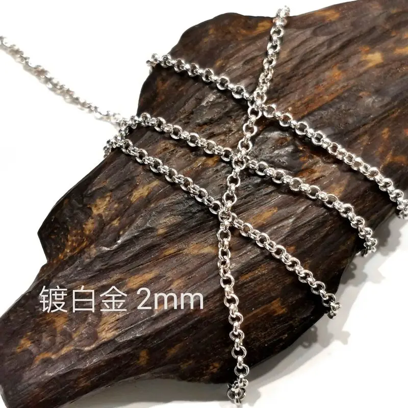 0.5 Meter Solid 925 Sterling Silver Rollo Loose Chain Rolo Rope Link Jewelry DIY Making Necklace Bracelet Finding Components