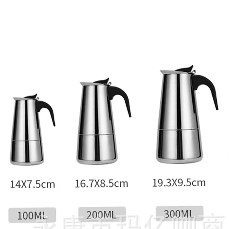 Caffettiera in acciaio inox Mocha Espresso Latte piano cottura strumento percolatore uso domestico