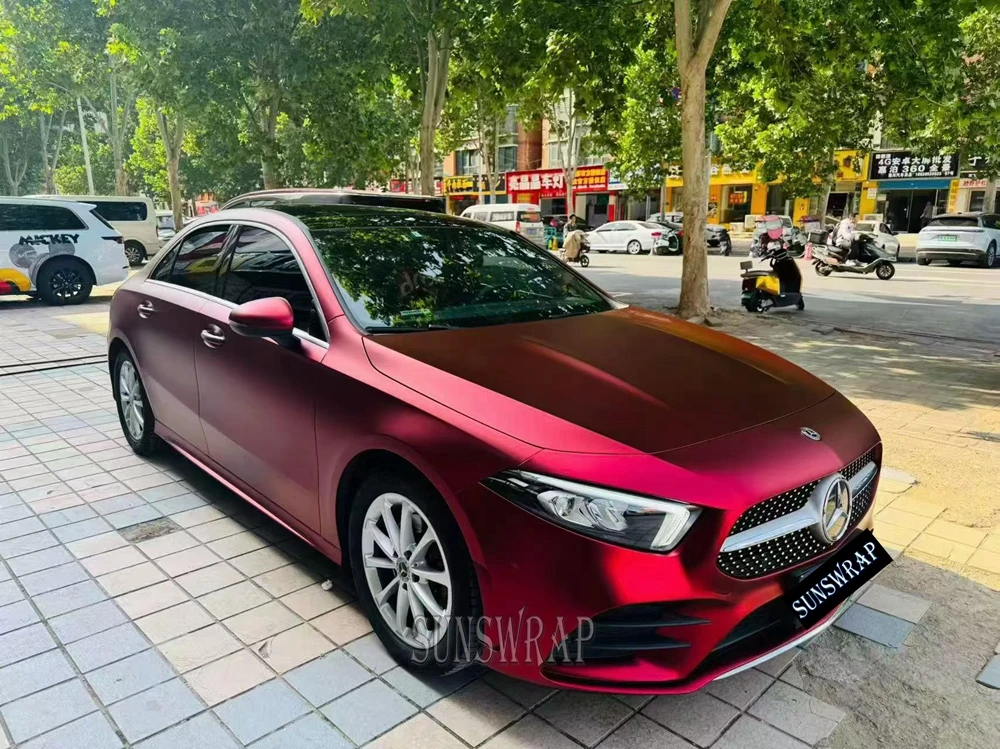 TPU Romanee Red Electroplated Car Wrap Film Bubble Free Removable Car Paint Protection Film Outdoor Weatherproof Auto Decoration