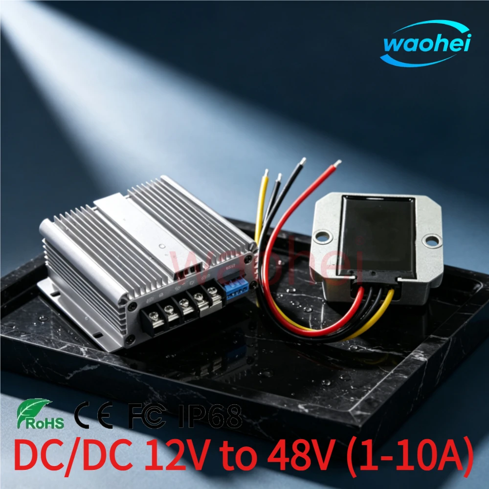 DC/DC 12V to 48V (1-10A) Power Converter Boost Regulator Step-Up Voltage Power Supply Transformer Module Aluminum Shell for Cars