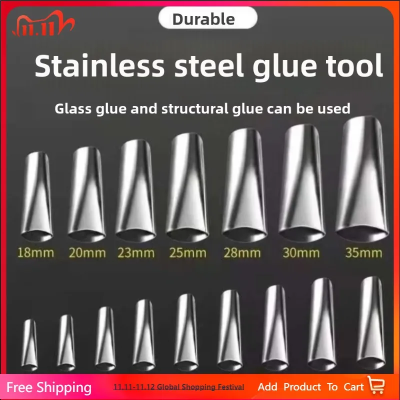 

14PC SStainless Steel Nozzle with Base Integrated Structure Gun Nozzle Soft Glue Gun Glass Door and Window Exterior Wall Glue