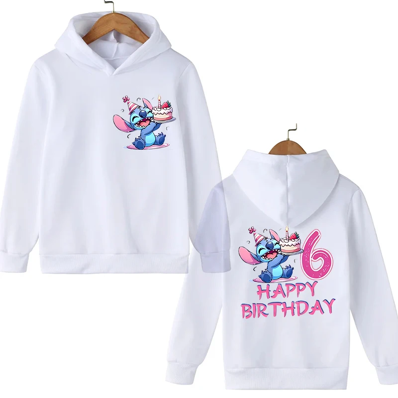 

Funny Hoodies Kids Stitch Disney Girl Birthday Hoodie Kids Number Sweatshirt Children Tops Cartoon Printed Clothes Hoody