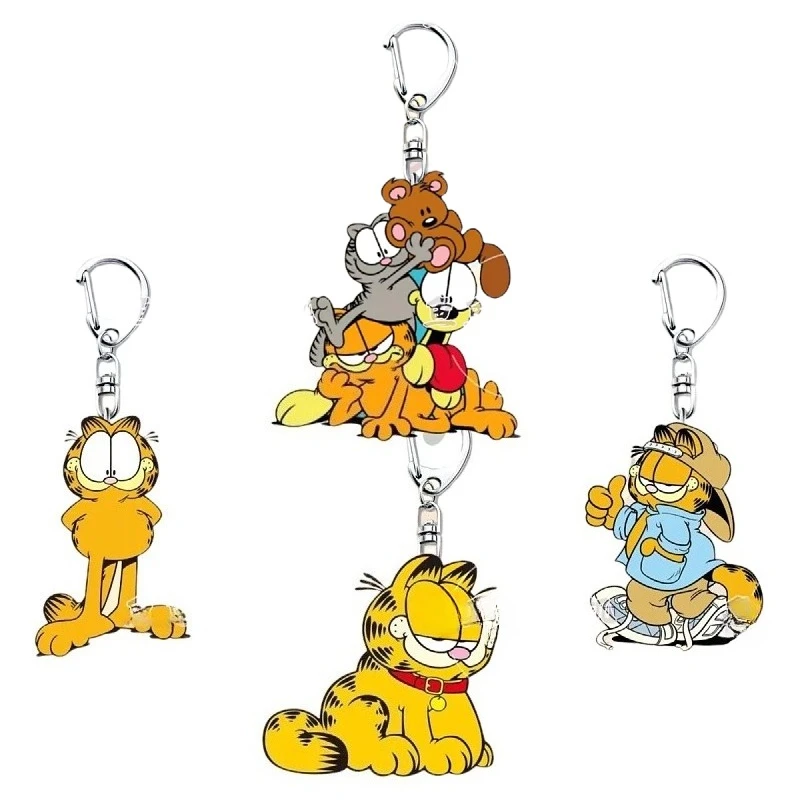 Garfield cartoon cute student acrylic keychain creative kawaii pendant backpack decoration accessory anime merchandise wholesale