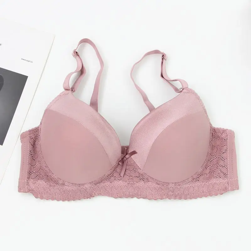 DaiNaFang Push-Up-BHs für Damen, Rosa, Blau, Schwarz, Grau, Beige, Weiß, Burgunderrot, Unterwäsche, Spitze, minimiert nahtlose Dessous – Detail 10