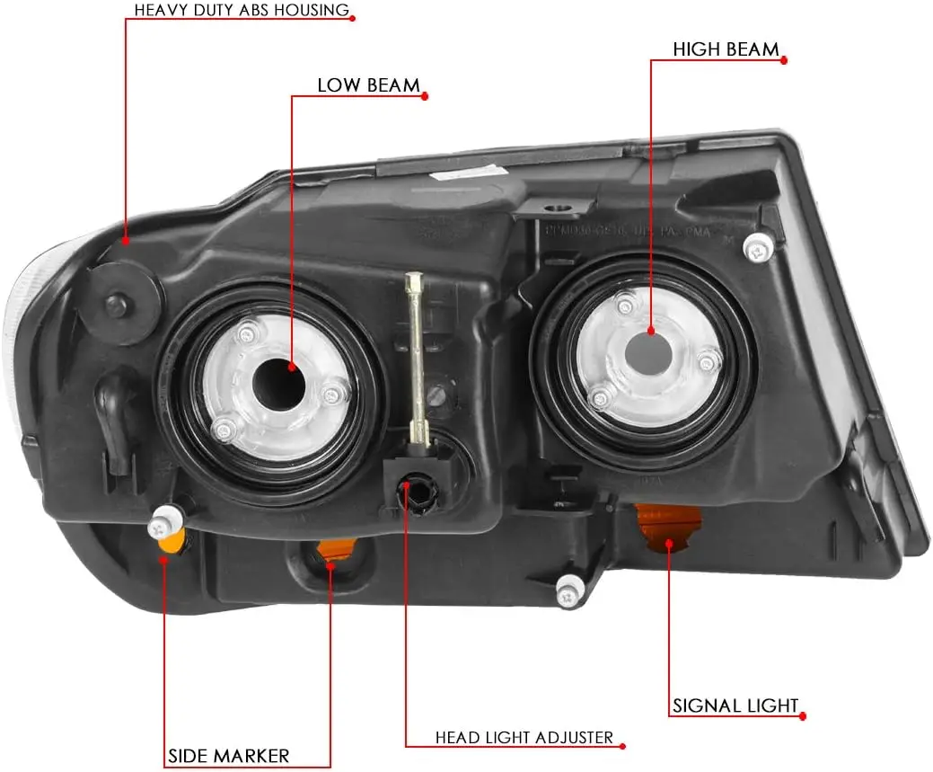 استبدال المصابيح الأمامية العنبر الأسود ، متوافقة مع جيب جراند شيروكي 99-04 ،