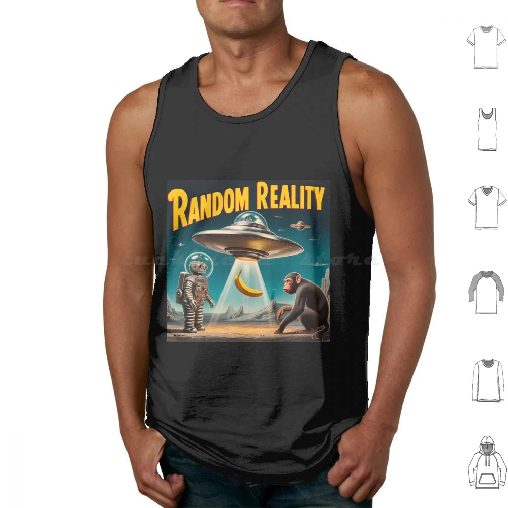 Random Reality-Banana Abduction Tank Tops Print Cotton Humor Science Fiction Random Reality Banana Fruit Ufo Flying Saucer