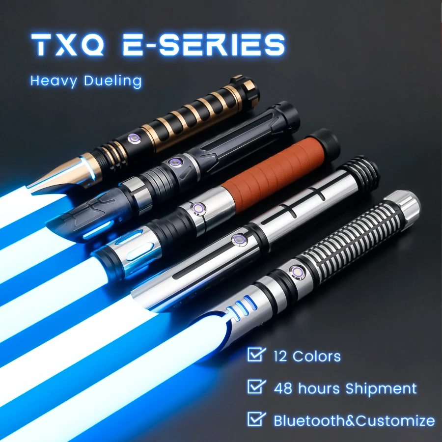 

TXQSABER Heavy Dueling Lightsaber SNV4 RGB Smooth Swing Metal Hilt with Strap Blaster Force Jedi Training Cosplay Neo Pixel FOC