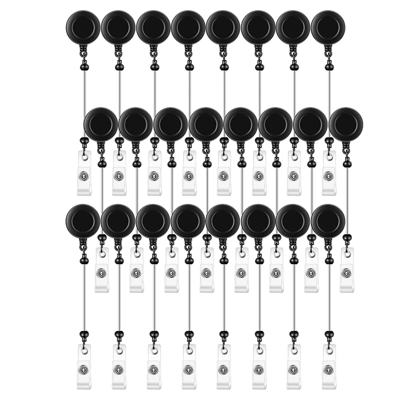 

24 Pcs Beadable Badge Reel Retractable Clips Holder For Beads Bulk Blank Bar ID Name Badge Reels With Belt Clip