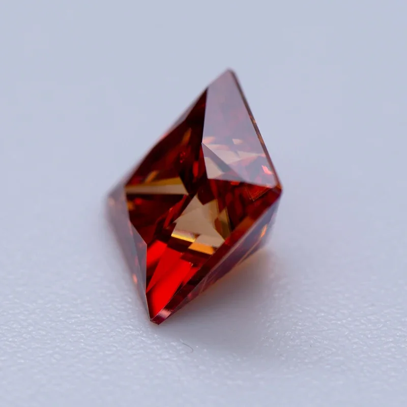 Moissanite Stone Garnet Color  Princess Cut VVS1 with GRA Certificate for Gemstone Charms Beads Top Jewelry Making Materials