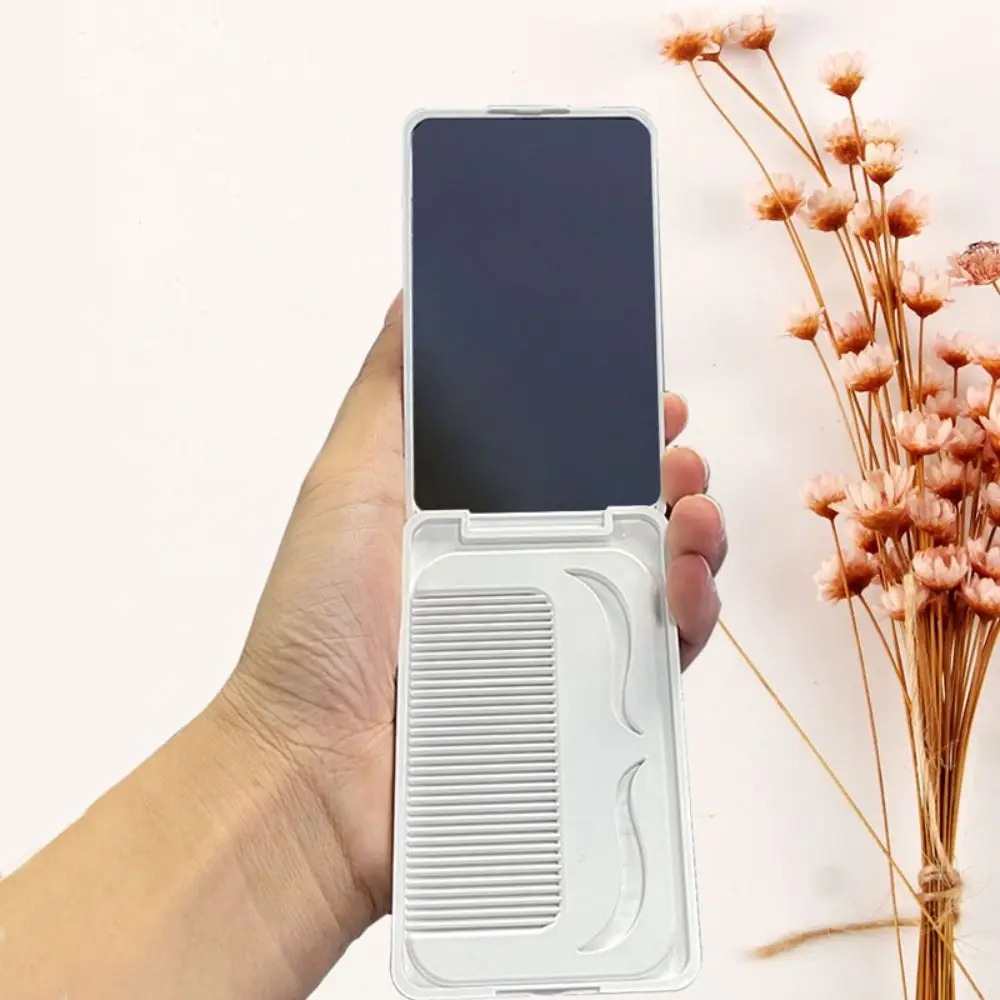 Flip Type Comb Mirror Set Solid Color Vanity Mirror Makeup Mirror with Comb Fold Mini Folding Compact Pocket Mirror Hairdressing