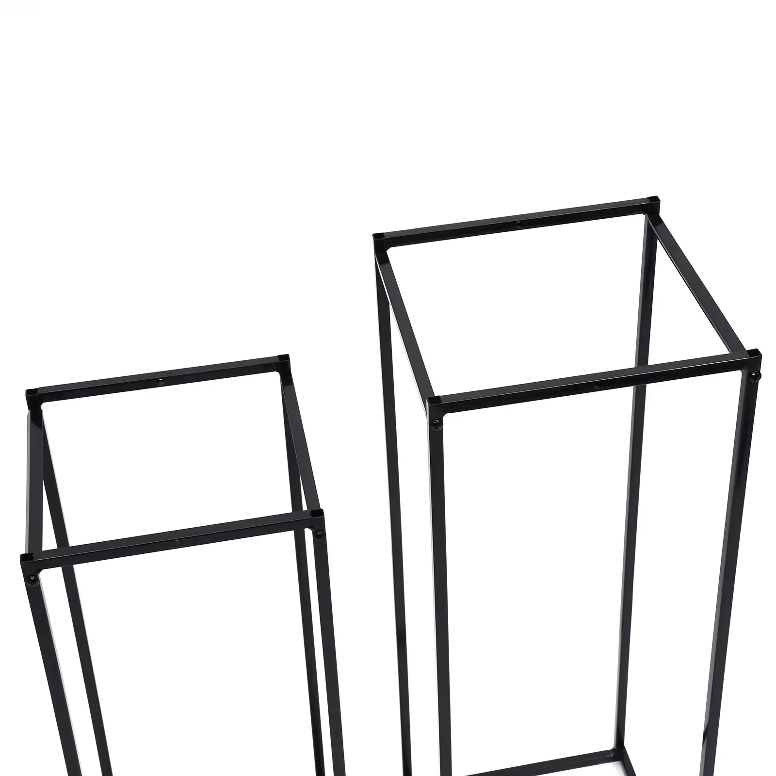 2 قطعة حامل معدني حامل نباتي رف مربع عالي حامل عرض الزهور لغرفة المعيشة وحفلات الزفاف والحديقة الداخلية/الخارجية، أسود