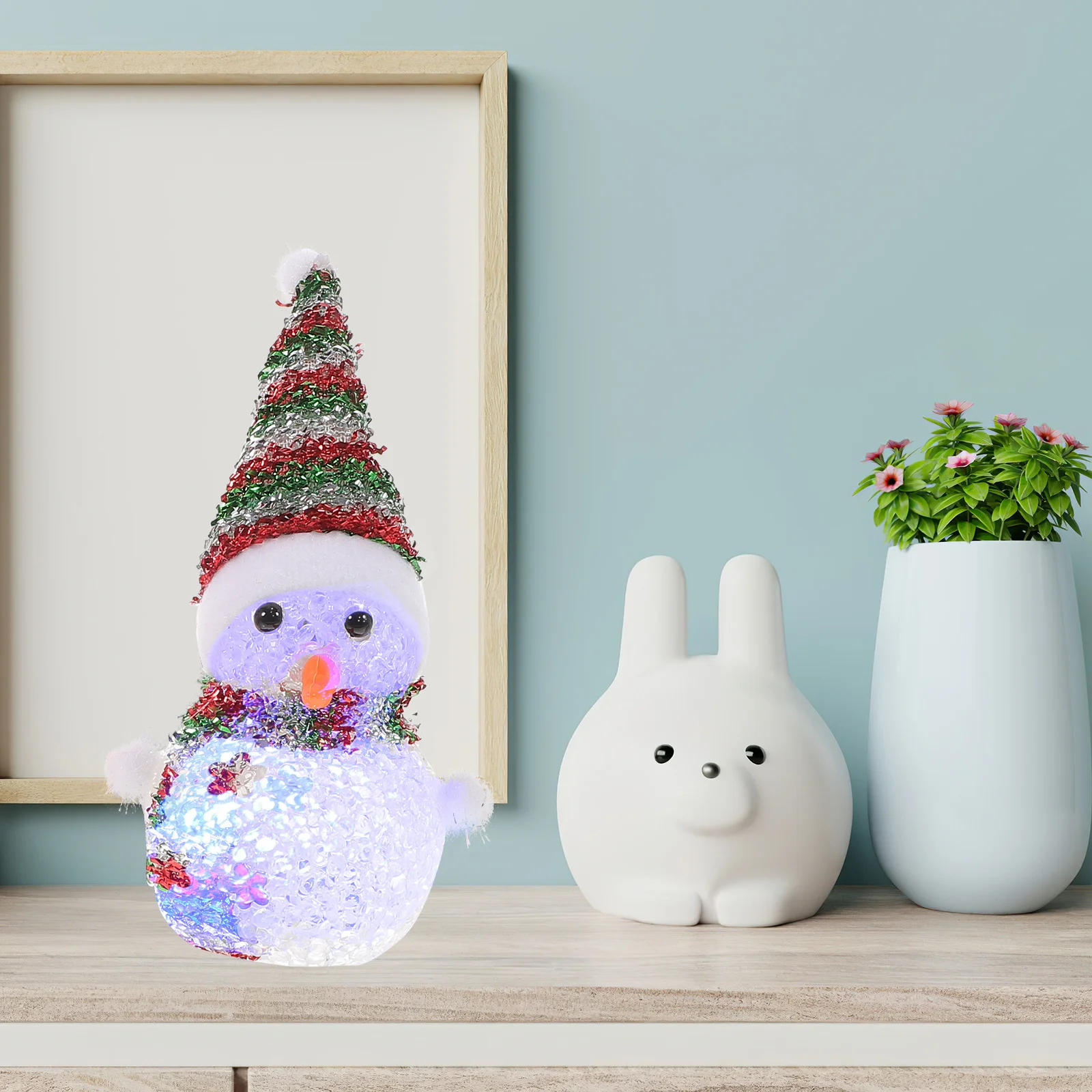 Lámpara LED de muñeco de nieve que cambia de Color, decoración navideña para el hogar, oficina, dormitorio, sala de estar, cocina, baño, escritorio, 4 Uds.
