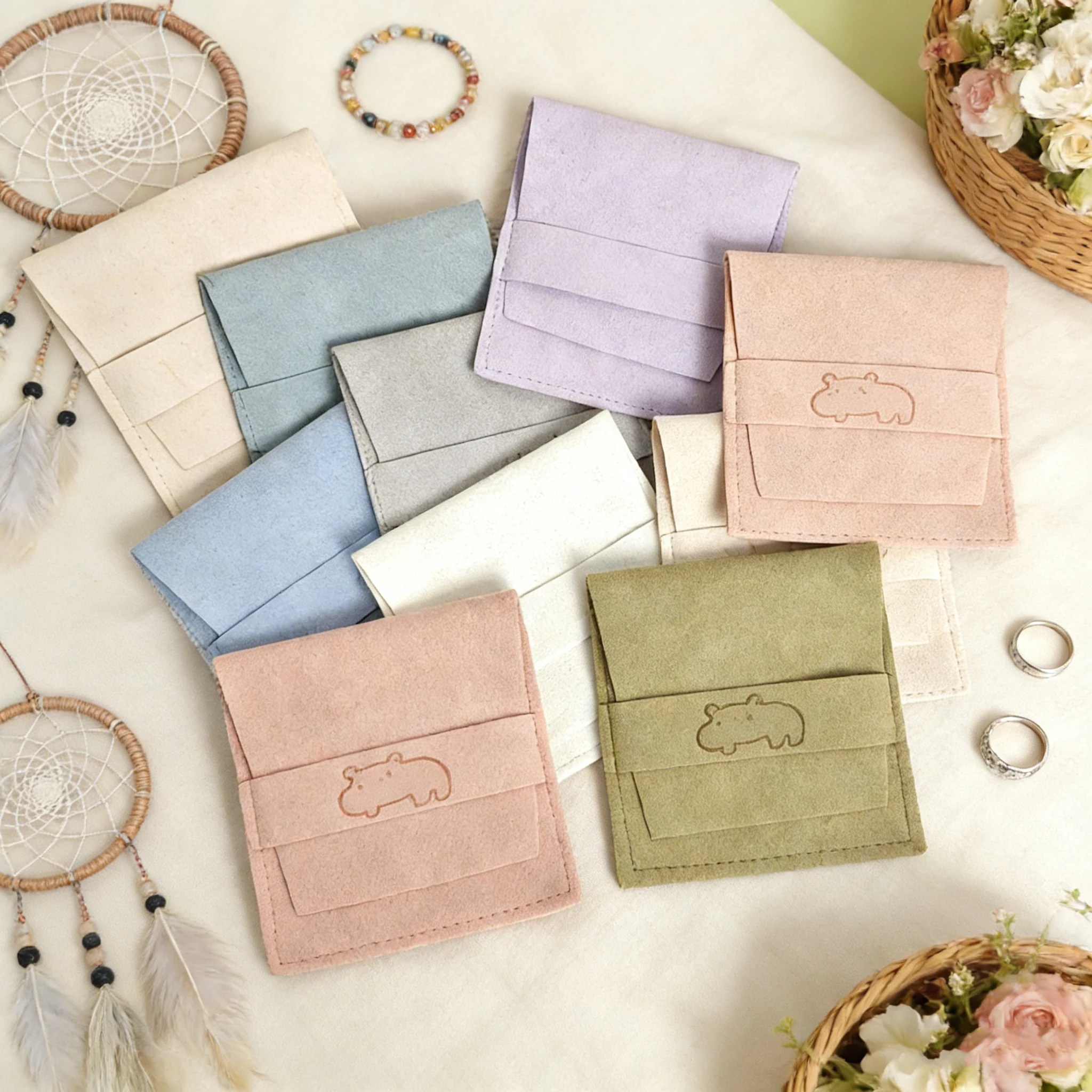 

50 Bulk Microfiber Jewelry Small Gift Bags Custom Logo Size Makeup Pouch Wedding Candy Favor Christmas Decoration Business