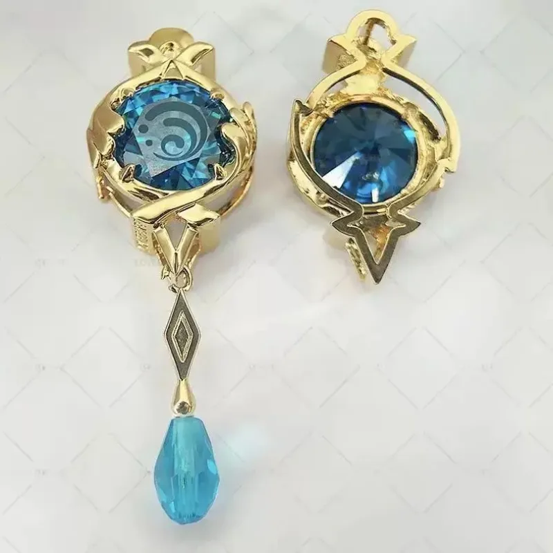 Genshin Impact Furina Vision Enamel Brooch Fontaine Water Element Lapel Pin Anime Cosplay Accessory Collectible Jewelry Gift