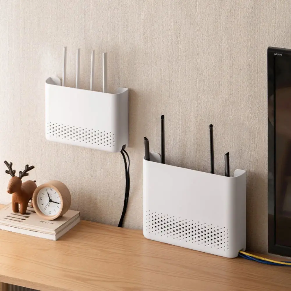 

Дышащая настенная полка-органайзер для беспроводного роутера из АБС-пластика, белая, с эффектом парения, для хранения и декора