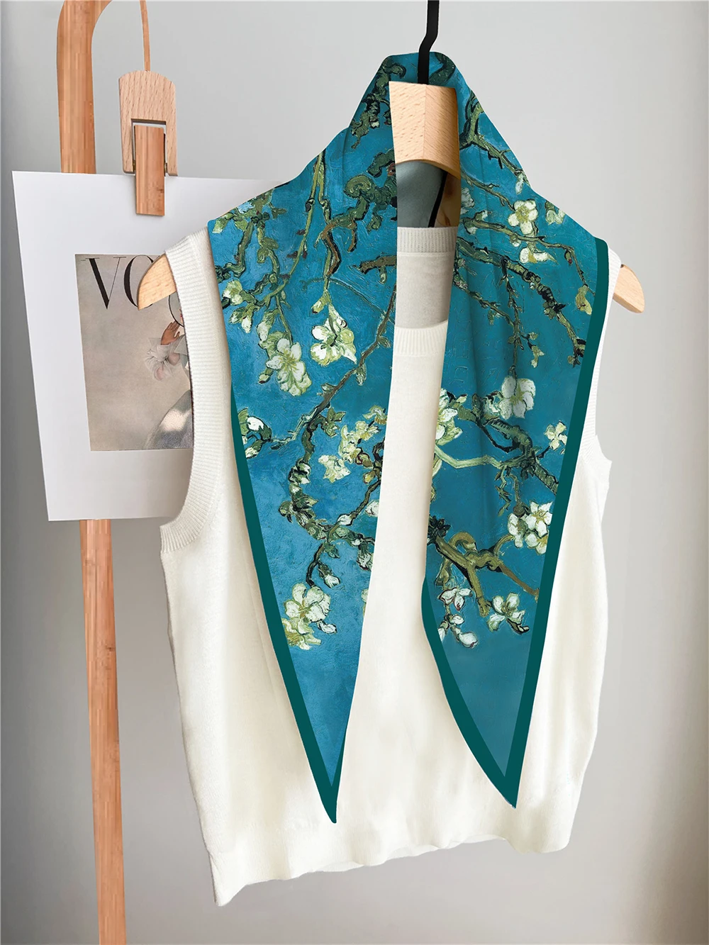 Van Gogh Swallowtail Fiore Diamante Donna Moda Sciarpa di seta Bandana Fascia Hijab Foulard Fazzoletto da collo Scialle Fazzoletto