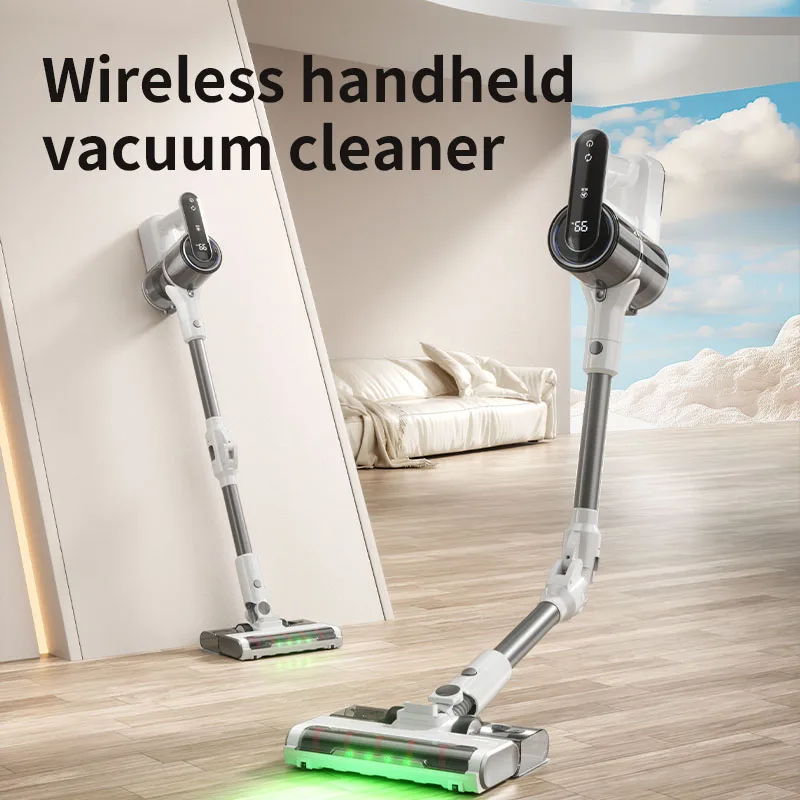 مكنسة كهربائية لاسلكية 15000 باسكال كشف الغبار بالضوء الأخضر 270 °   فرشاة مرنة وقت تشغيل 30 دقيقة 900 مل كوب غبار متعدد الأسطح