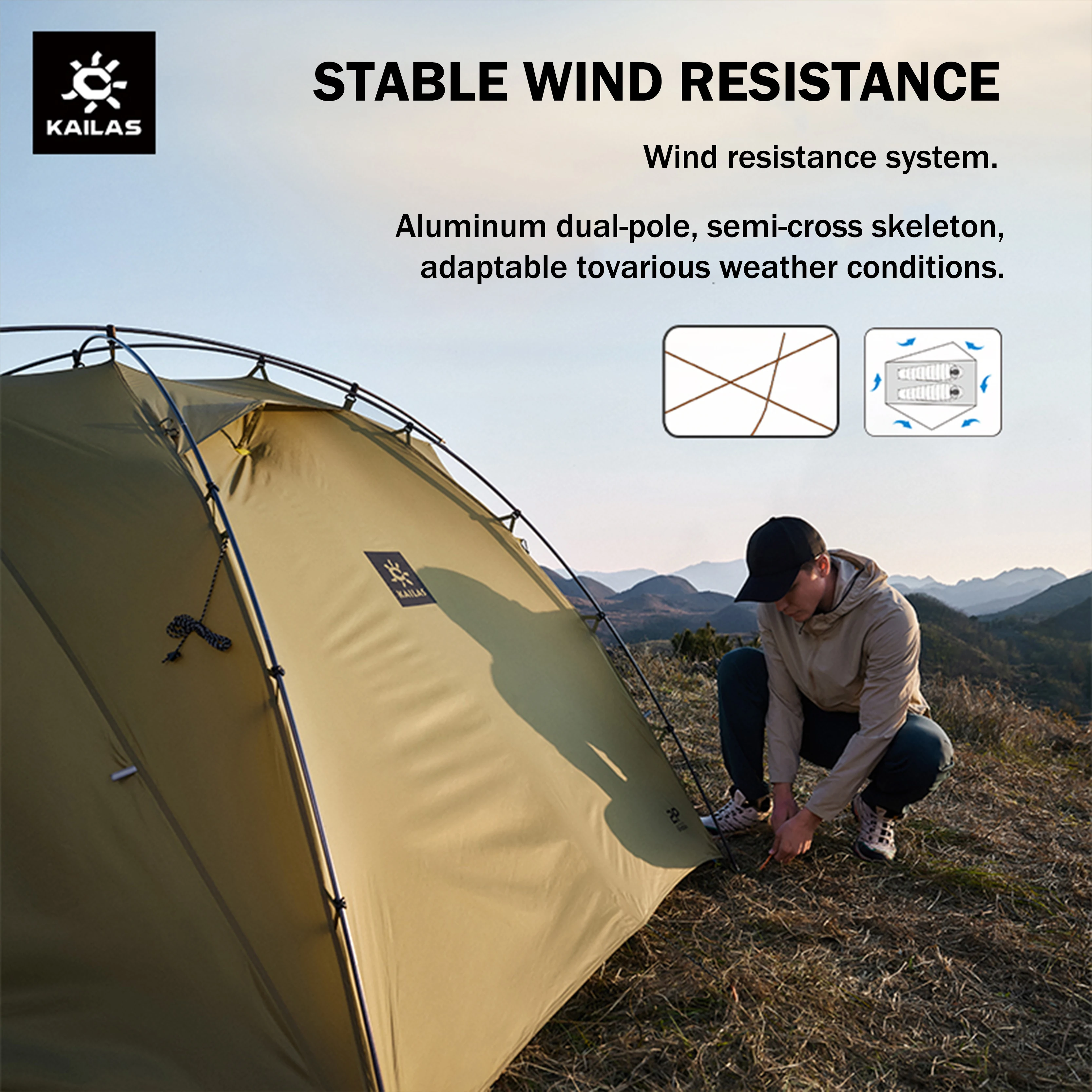 KAILAS STRATUS Ultralight Backpacking Tent 2 Person Double Layer Waterproof Windproof Camping Hiking Survival Tent KT2303102