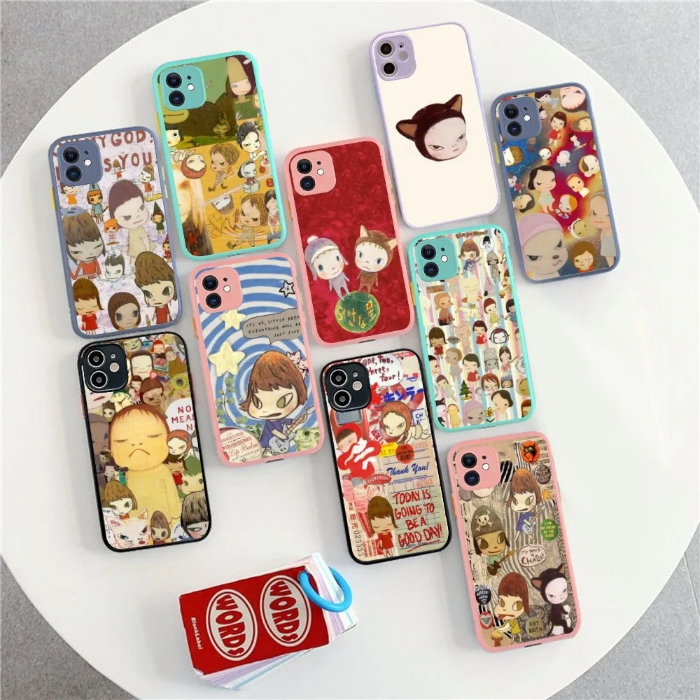 N-Nara Y-Yoshitomo Phone Case for iPhone 14 11 12 13 Mini Pro Max 8 7 Plus X XR XS MAX Translucent Matte Cover